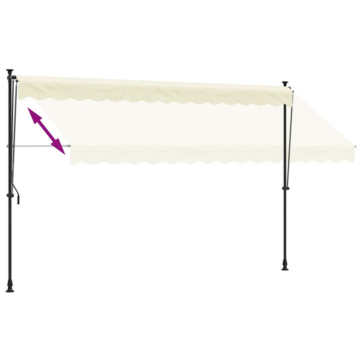 markise 350x150 cm sammenrullelig stof og stål cremefarvet