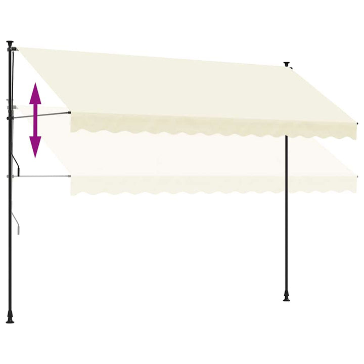 markise 350x150 cm sammenrullelig stof og stål cremefarvet