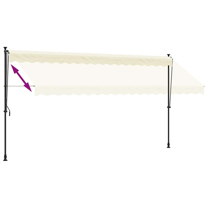 markise 400x150 cm sammenrullelig stof og stål cremefarvet