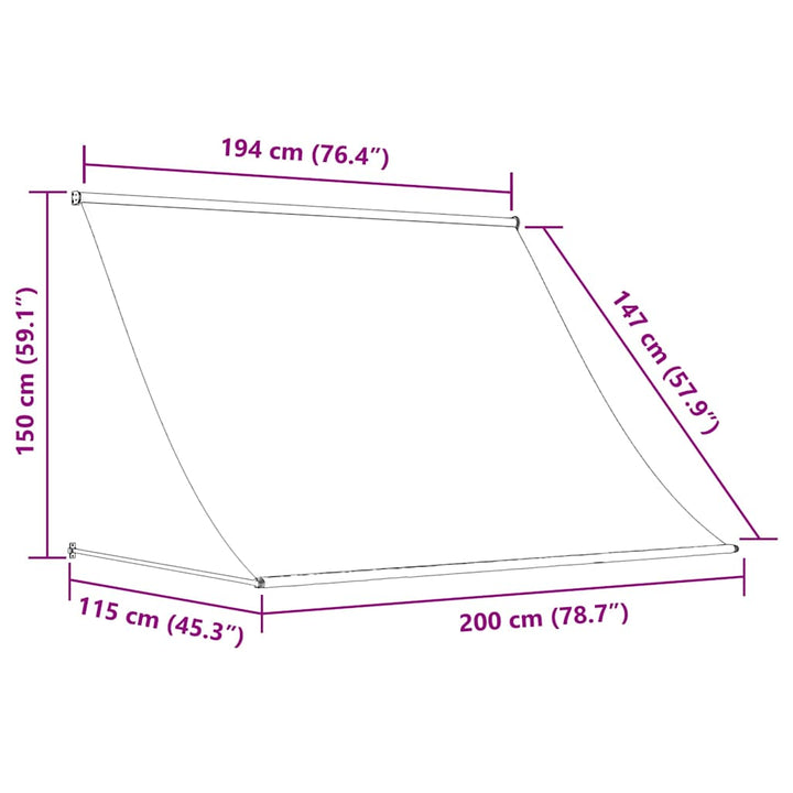 markise 200x150 cm sammenrullelig stof og stål antracitgrå