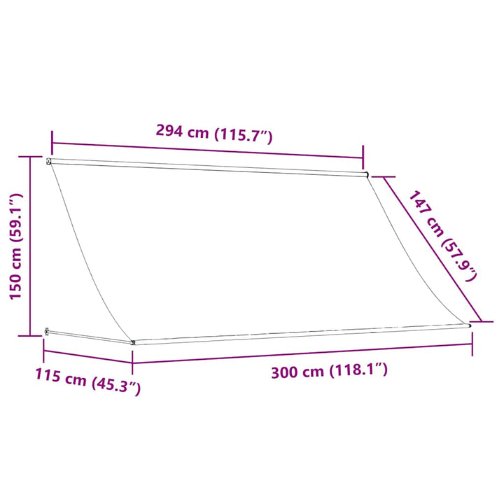 markise 300x150 cm sammenrullelig stof og stål antracitgrå