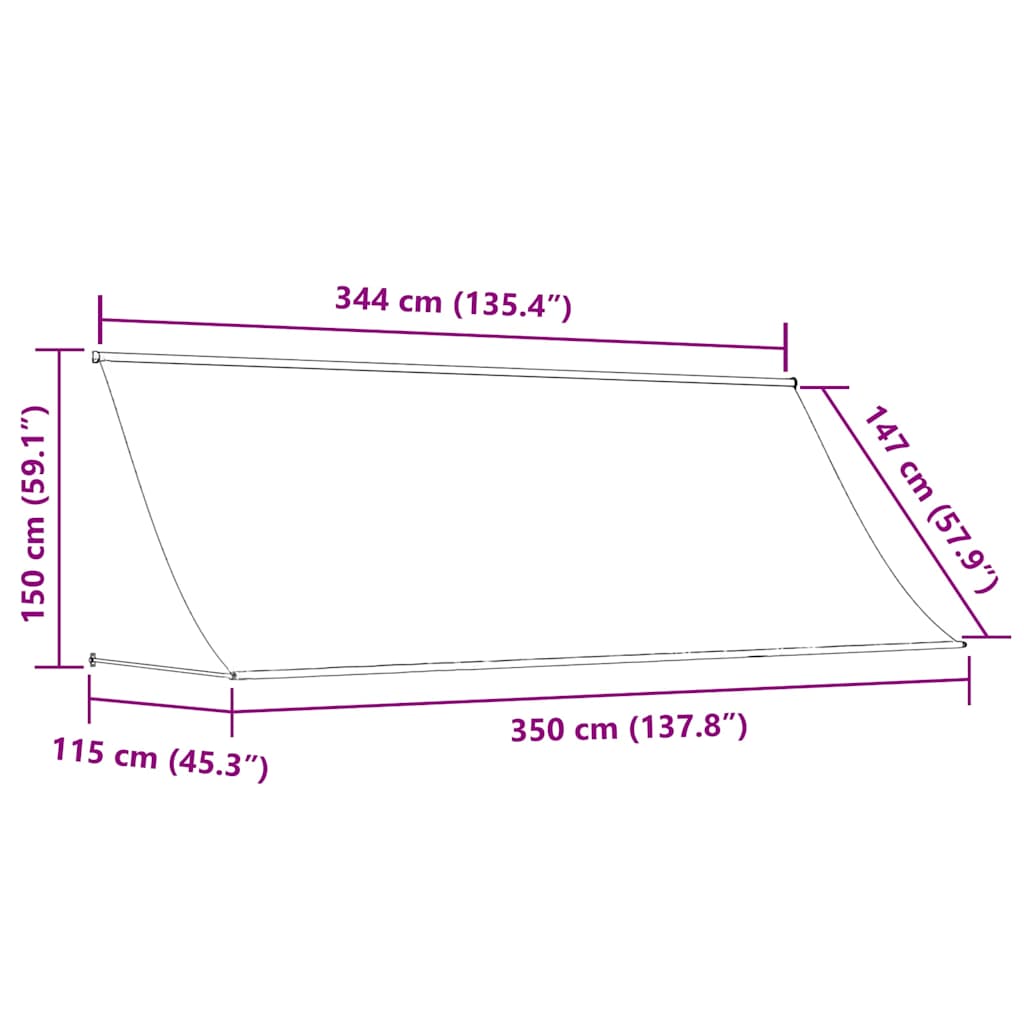 markise 350x150 cm sammenrullelig stof og stål antracitgrå