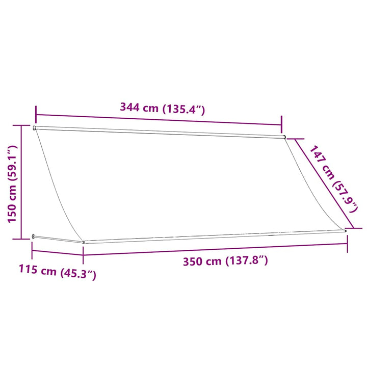markise 350x150 cm sammenrullelig stof og stål antracitgrå