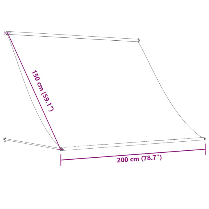 markise 200x150 cm sammenrullelig stof og stål cremefarvet