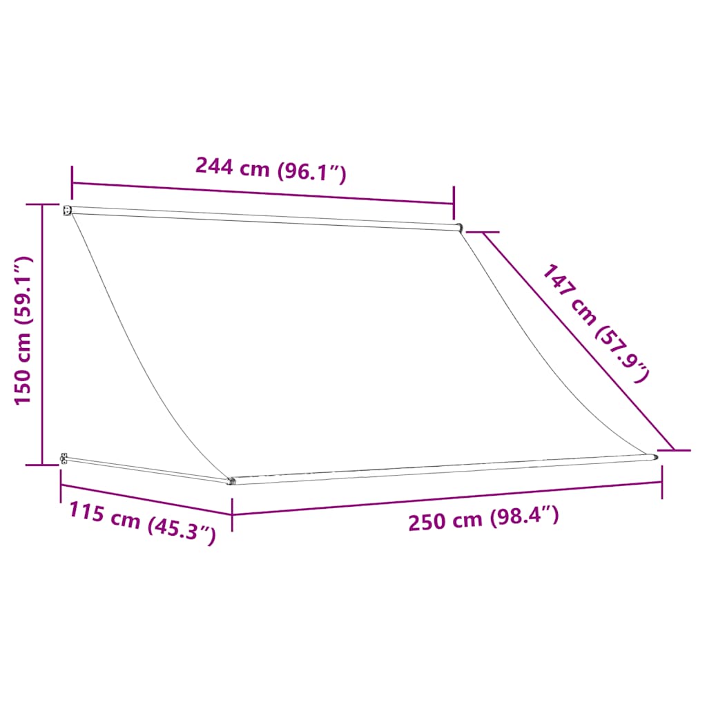 markise 250x150 cm sammenrullelig stof og stål cremefarvet