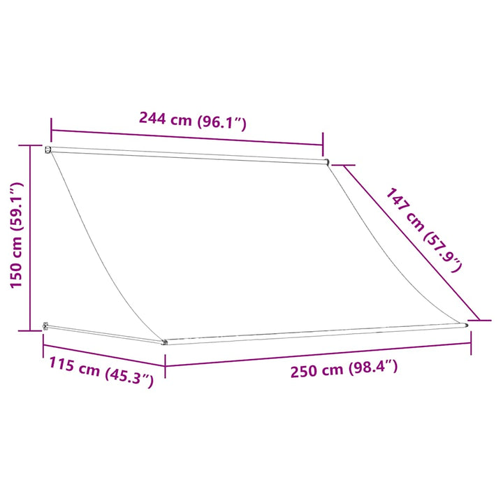 markise 250x150 cm sammenrullelig stof og stål cremefarvet