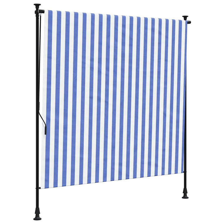 udendørs rullegardin 200x270 cm stof og stål blå og hvid