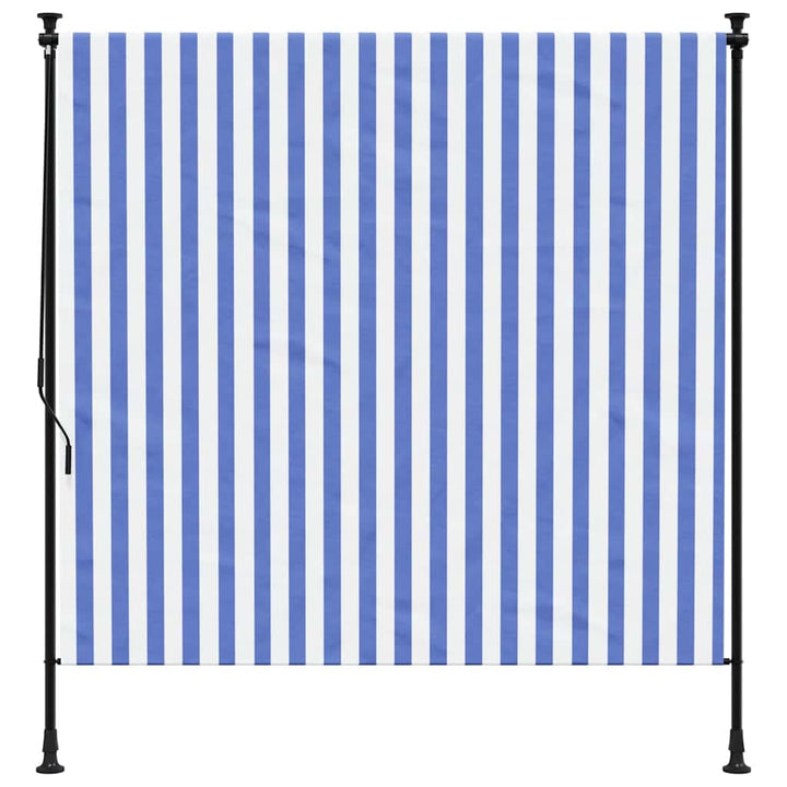 udendørs rullegardin 200x270 cm stof og stål blå og hvid