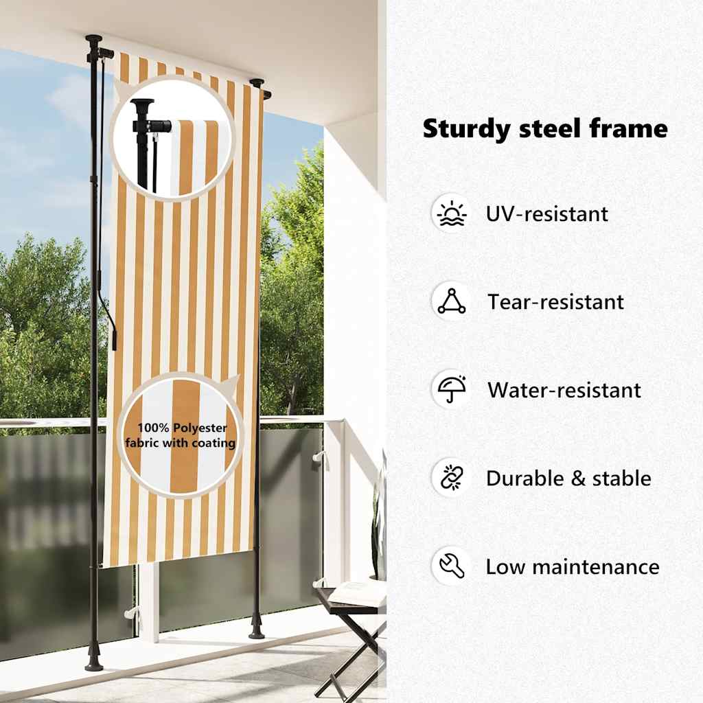 udendørs rullegardin 100x270 cm stof og stål orange og hvid
