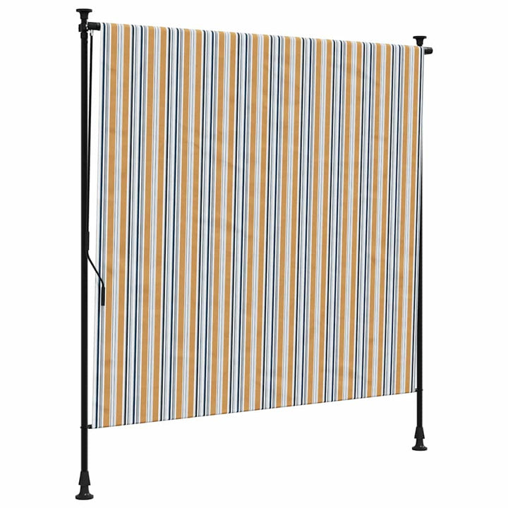 udendørs rullegardin 150x270 cm stof og stål gul og hvid