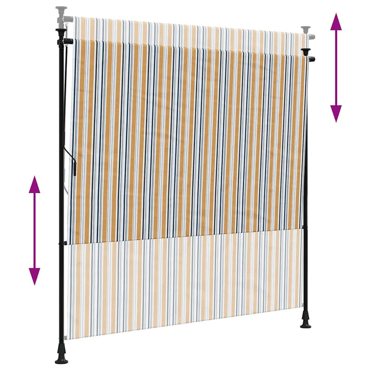 udendørs rullegardin 150x270 cm stof og stål gul og hvid