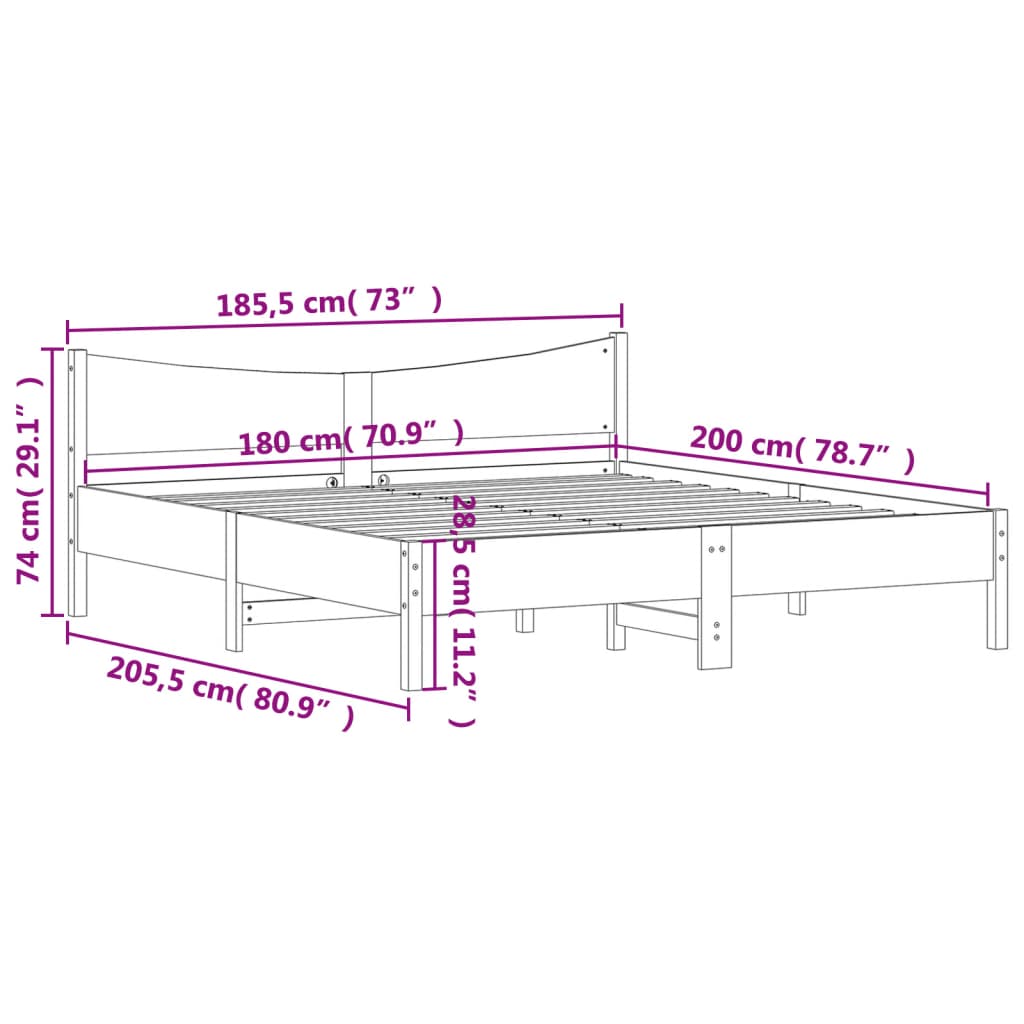 sengeramme uden madras 180x200 cm massivt fyrretræ gyldenbrun