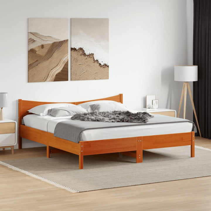 sengeramme uden madras 180x200 cm massivt fyrretræ gyldenbrun