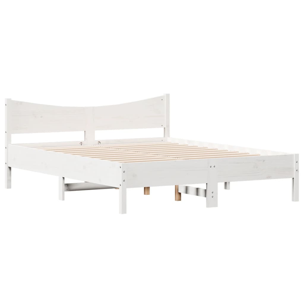 sengeramme uden madras 160x200 cm massivt fyrretræ hvid