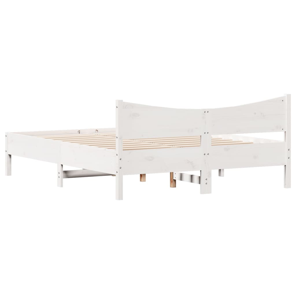sengeramme uden madras 160x200 cm massivt fyrretræ hvid