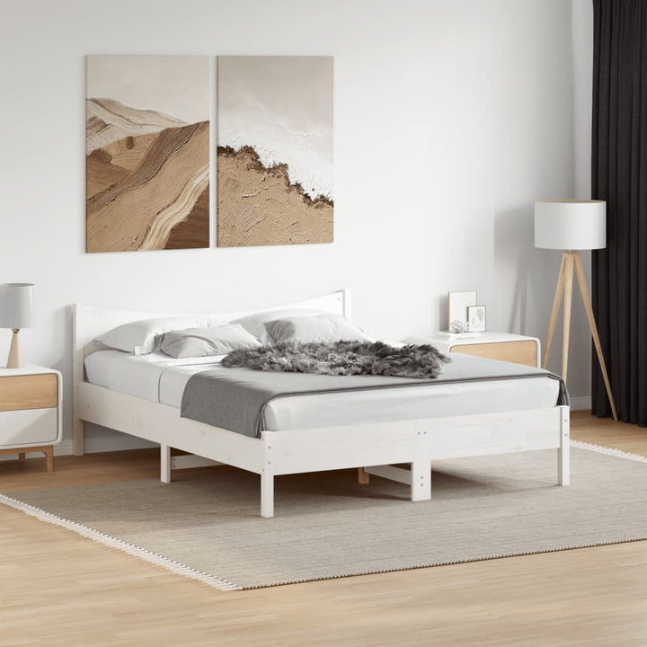 sengeramme uden madras 160x200 cm massivt fyrretræ hvid
