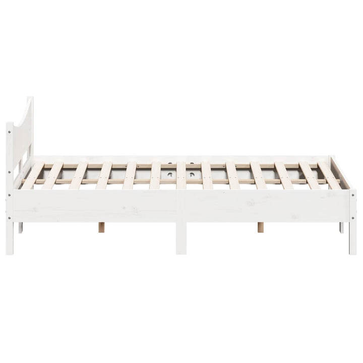 sengeramme uden madras 150x200 cm massivt fyrretræ hvid