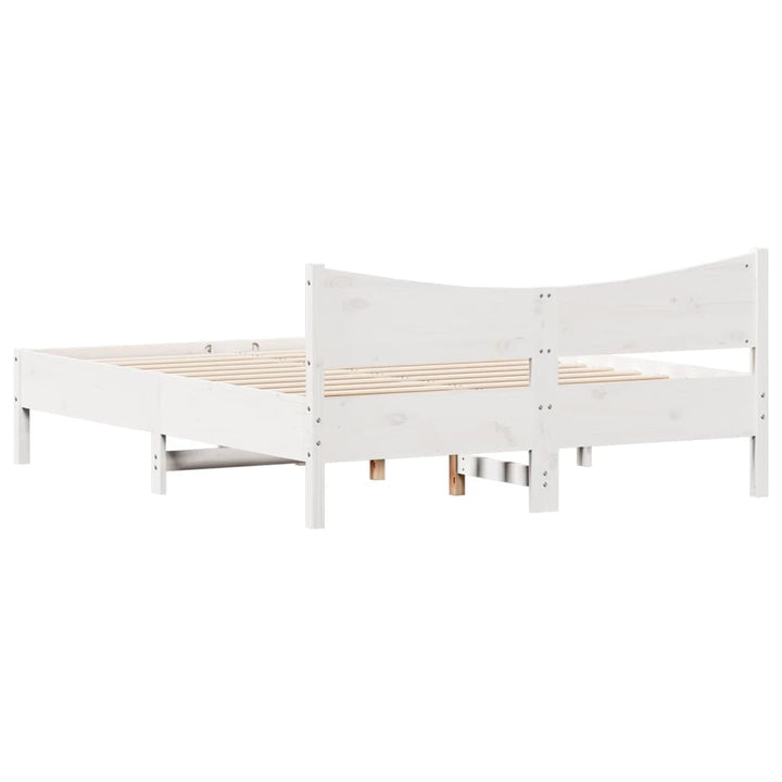 sengeramme uden madras 150x200 cm massivt fyrretræ hvid