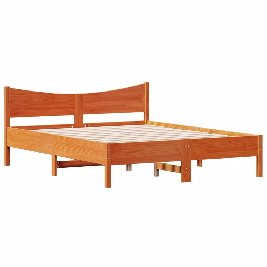 sengeramme uden madras 150x200 cm massivt fyrretræ gyldenbrun