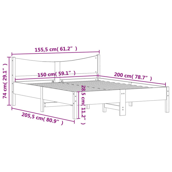 sengeramme uden madras 150x200 cm massivt fyrretræ gyldenbrun