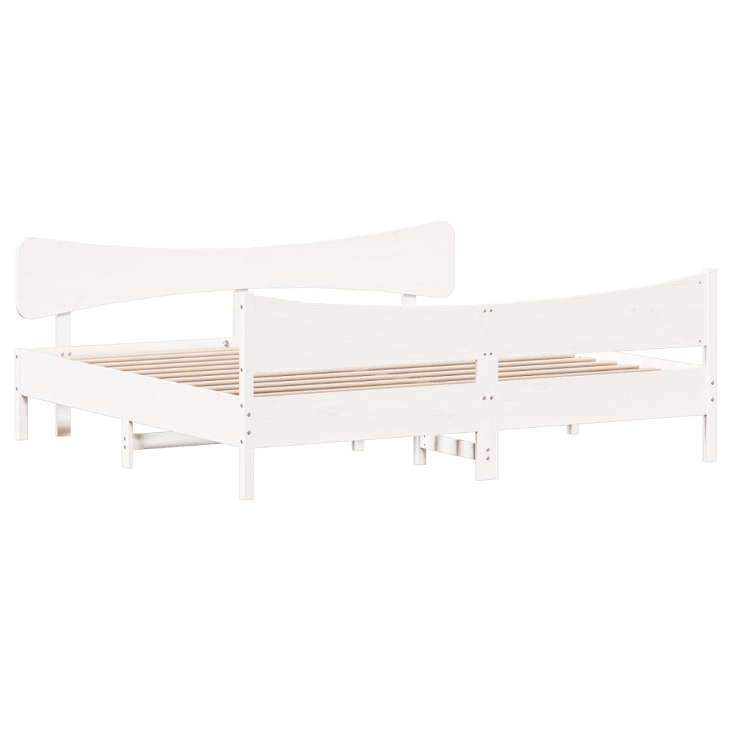 sengeramme uden madras 200x200 cm massivt fyrretræ hvid