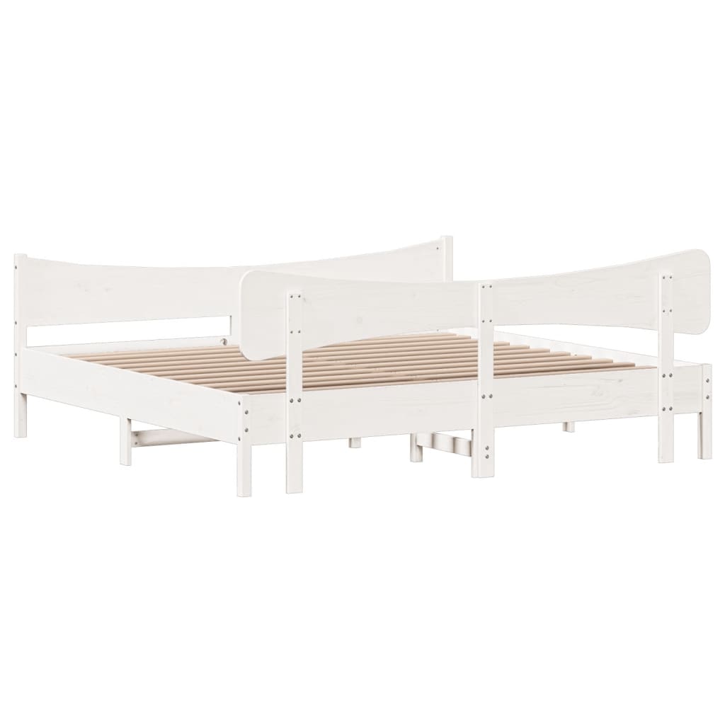sengeramme uden madras 200x200 cm massivt fyrretræ hvid
