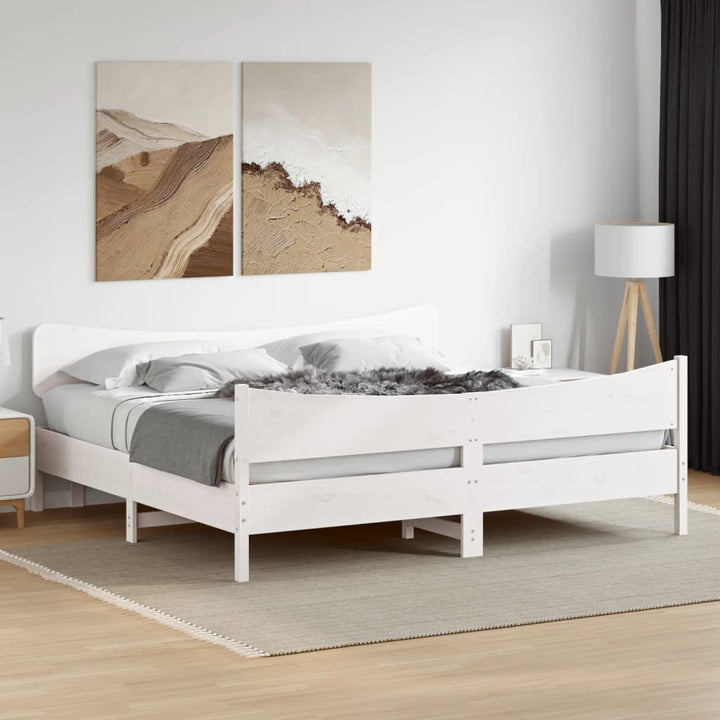sengeramme uden madras 200x200 cm massivt fyrretræ hvid