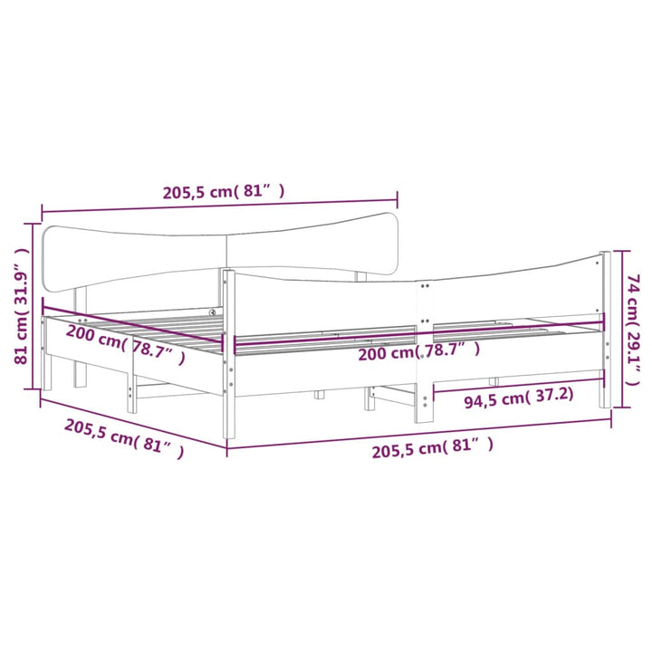 sengeramme uden madras 200x200 cm massivt fyrretræ gyldenbrun