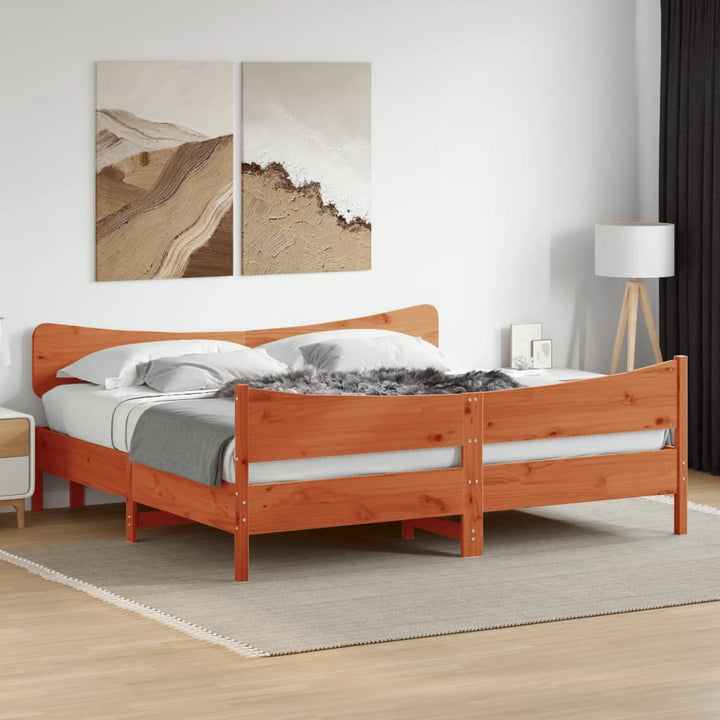 sengeramme uden madras 180x200 cm massivt fyrretræ gyldenbrun