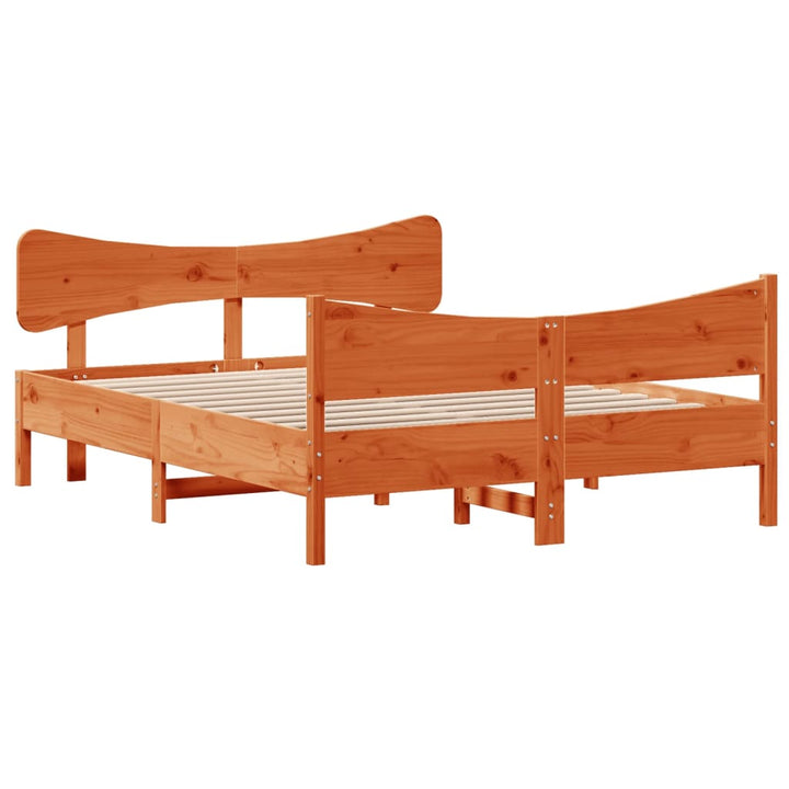 sengeramme uden madras 140x200 cm massivt fyr gyldenbrun
