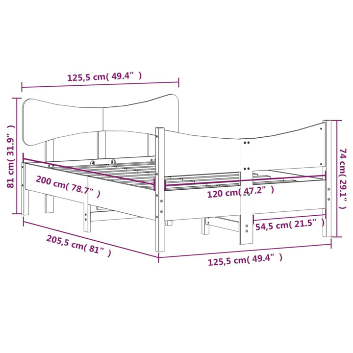 sengeramme uden madras 120x200 cm massivt fyrretræ gyldenbrun