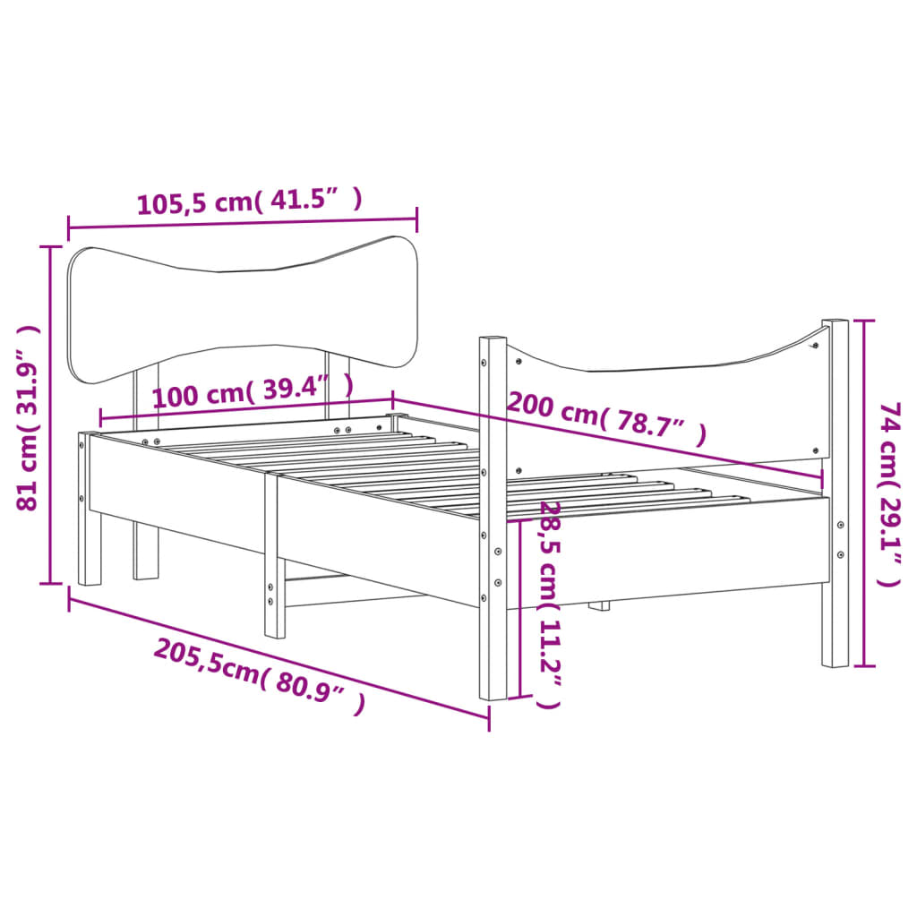 sengeramme uden madras 100x200 cm massivt fyrretræ gyldenbrun