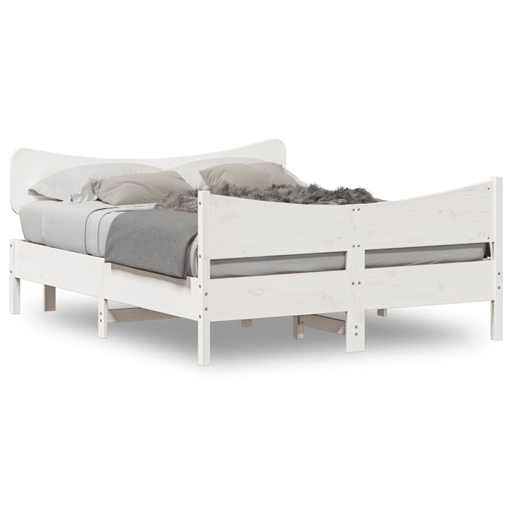 sengeramme uden madras 140x190 cm massivt fyrretræ hvid