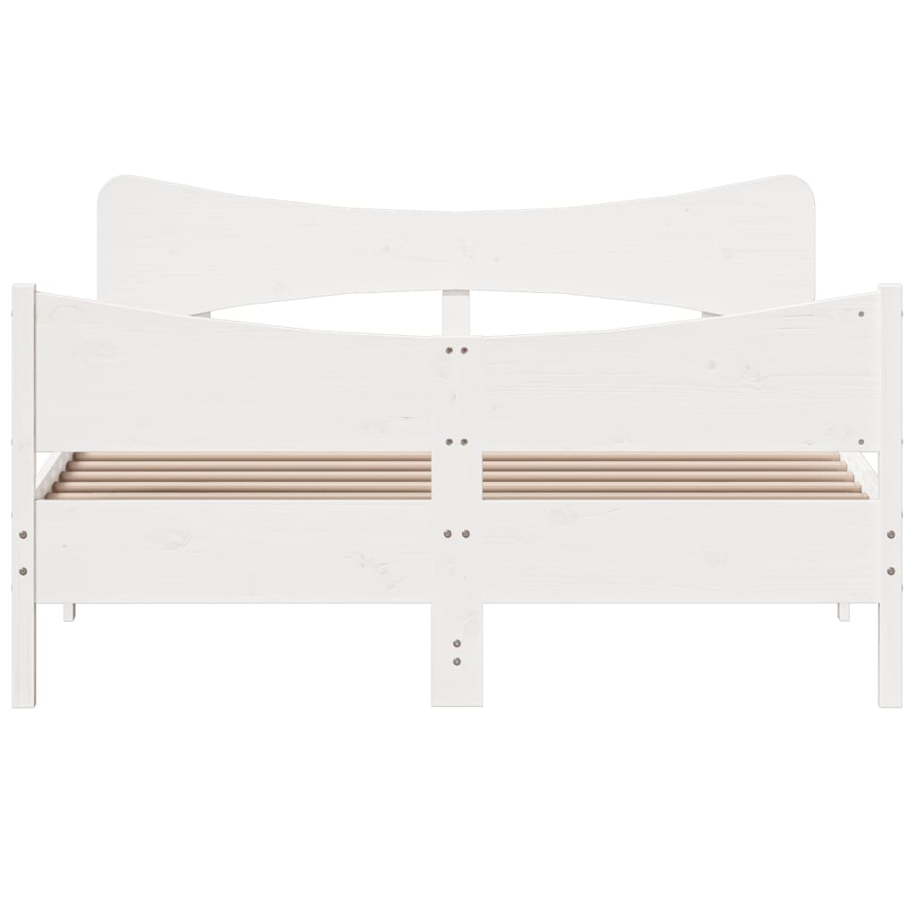sengeramme uden madras 140x190 cm massivt fyrretræ hvid