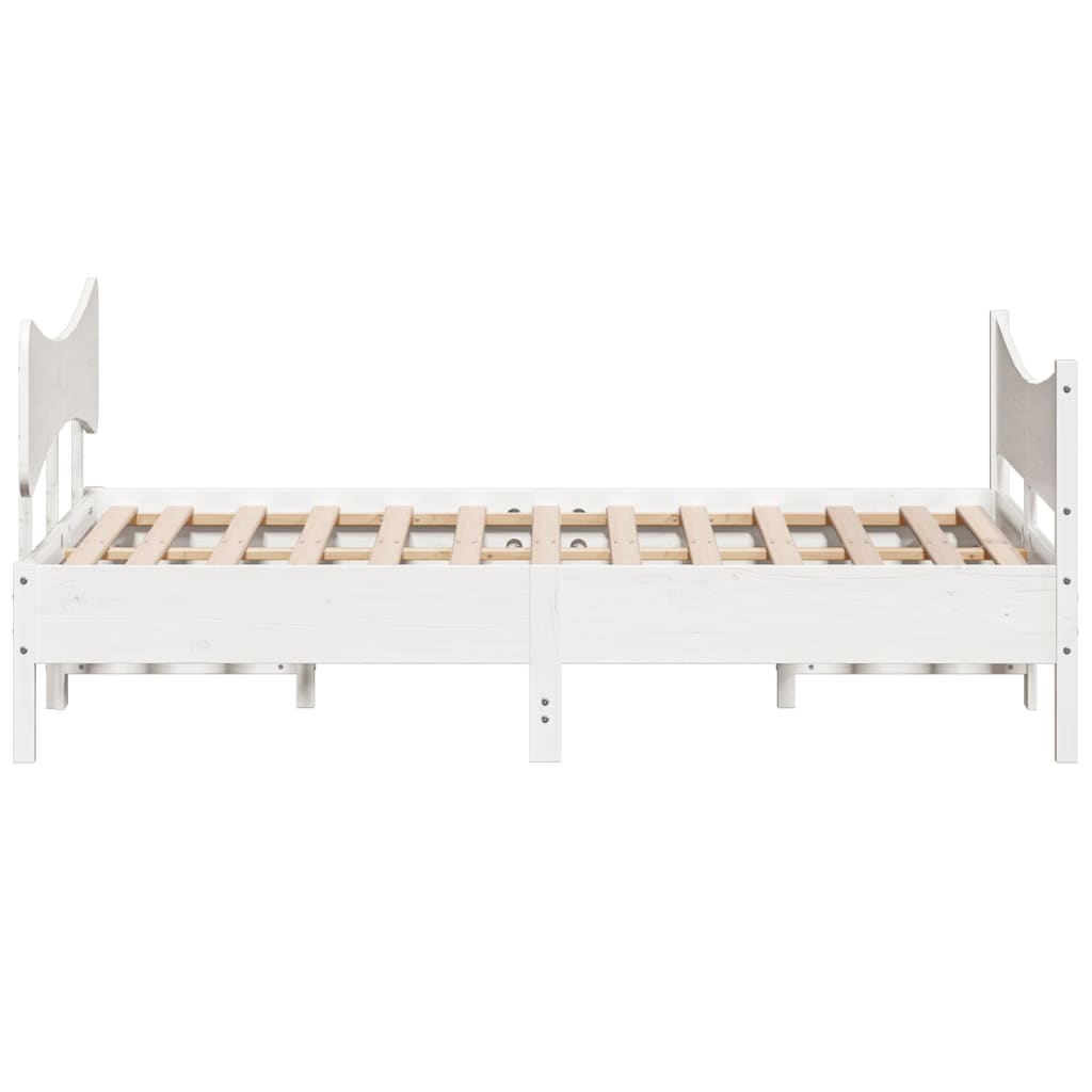 sengeramme uden madras 140x190 cm massivt fyrretræ hvid