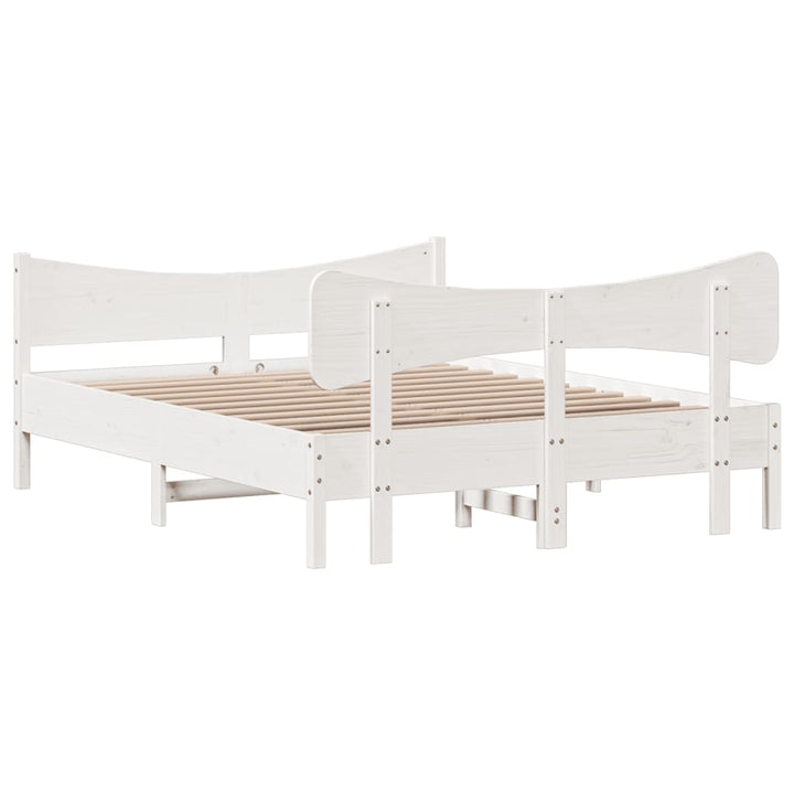 sengeramme uden madras 140x190 cm massivt fyrretræ hvid