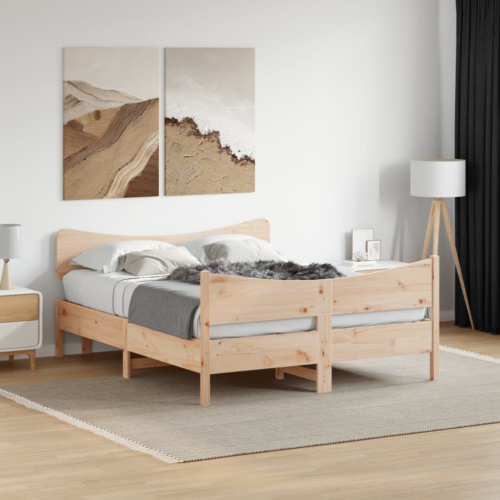sengeramme uden madras 135x190 cm massivt fyrretræ hvid