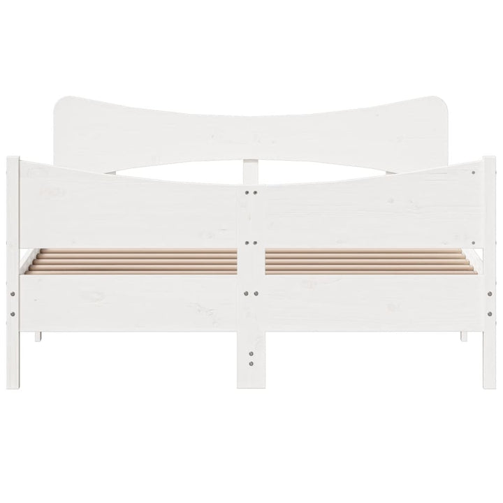sengeramme uden madras 135x190 cm massivt fyrretræ hvid