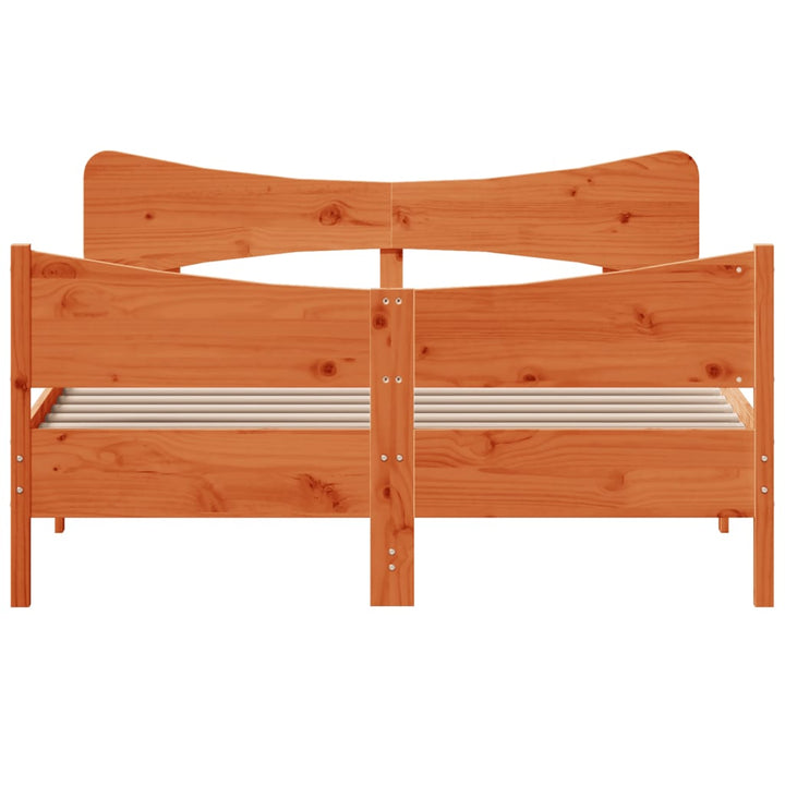 sengeramme uden madras 135x190 cm massivt fyrretræ brun