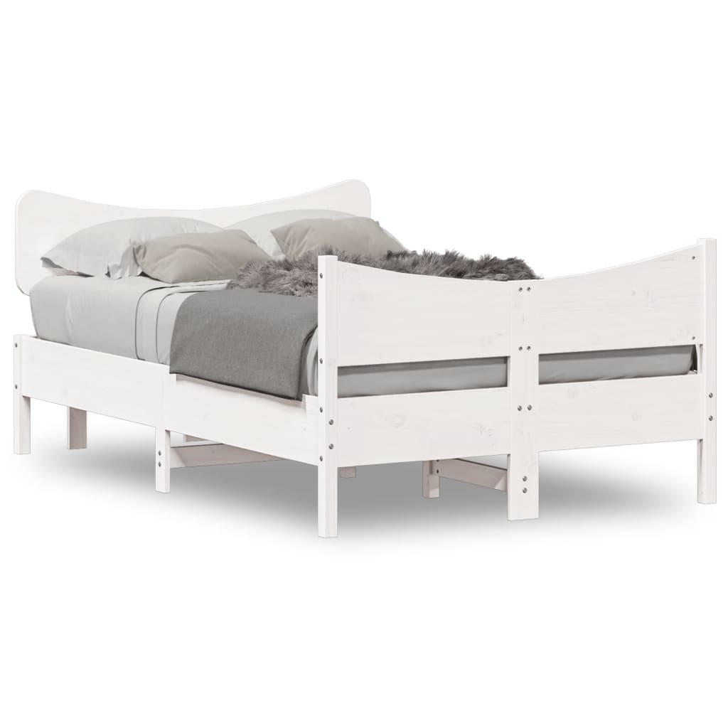 sengeramme uden madras 120x190 cm massivt fyrretræ hvid