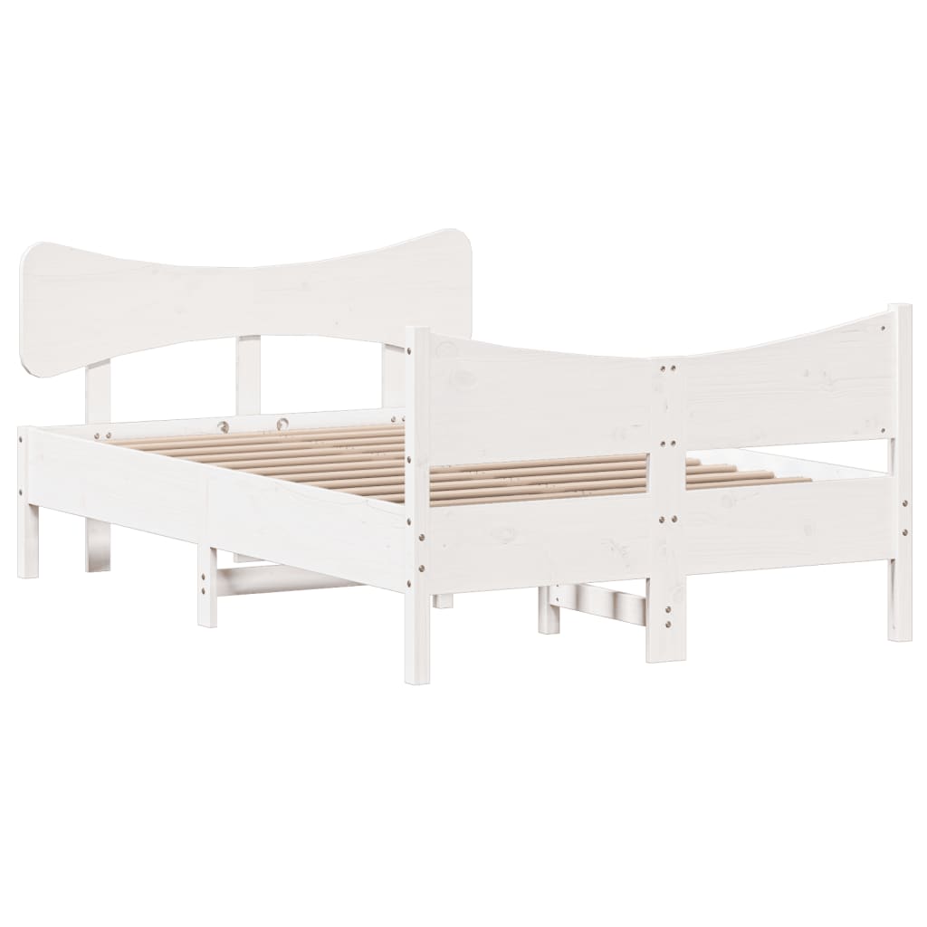 sengeramme uden madras 120x190 cm massivt fyrretræ hvid
