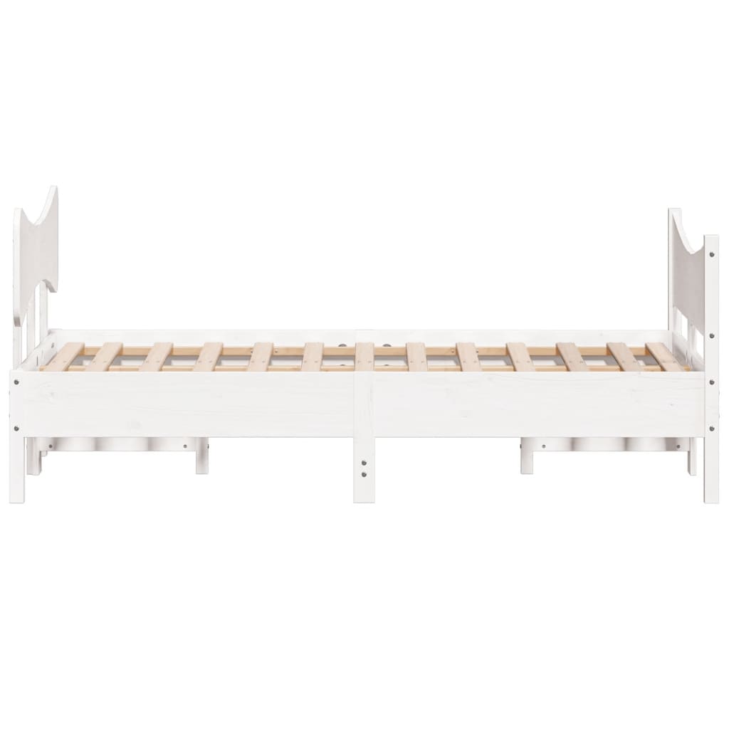 sengeramme uden madras 120x190 cm massivt fyrretræ hvid