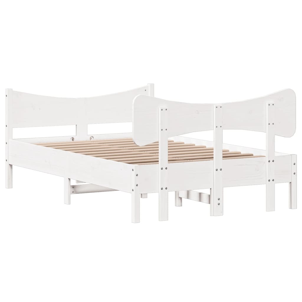 sengeramme uden madras 120x190 cm massivt fyrretræ hvid