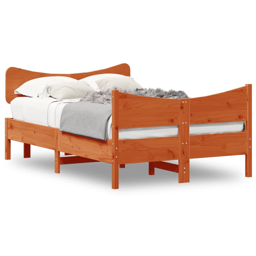 sengeramme uden madras 120x190 cm massivt fyrretræ gyldenbrun