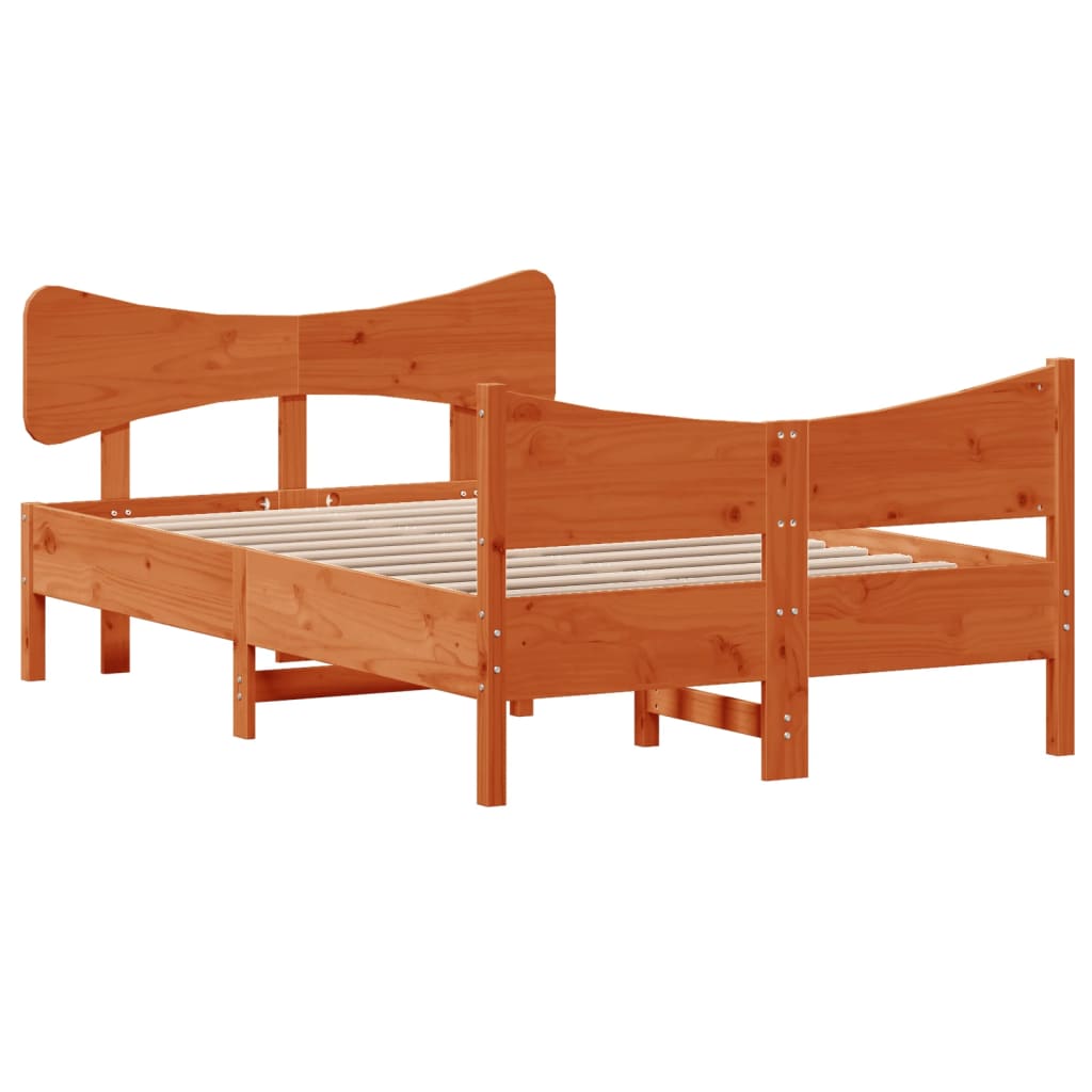 sengeramme uden madras 120x190 cm massivt fyrretræ gyldenbrun