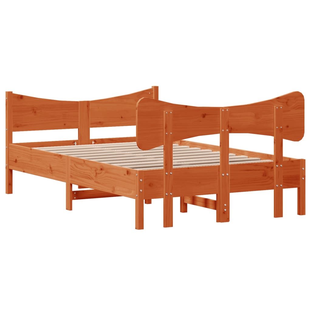 sengeramme uden madras 120x190 cm massivt fyrretræ gyldenbrun