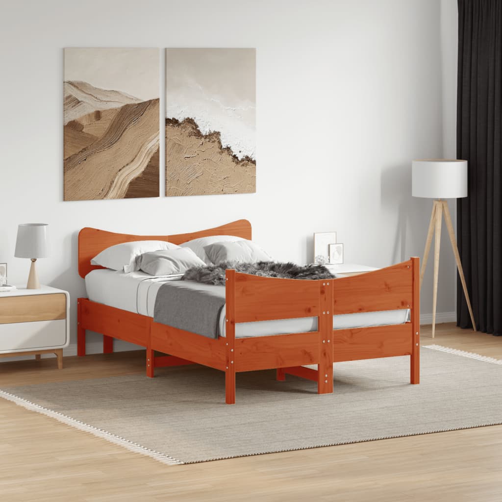 sengeramme uden madras 120x190 cm massivt fyrretræ gyldenbrun