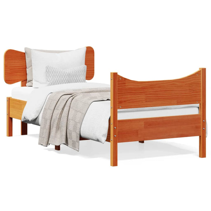 sengeramme uden madras 90x190 cm massivt fyrretræ gyldenbrun