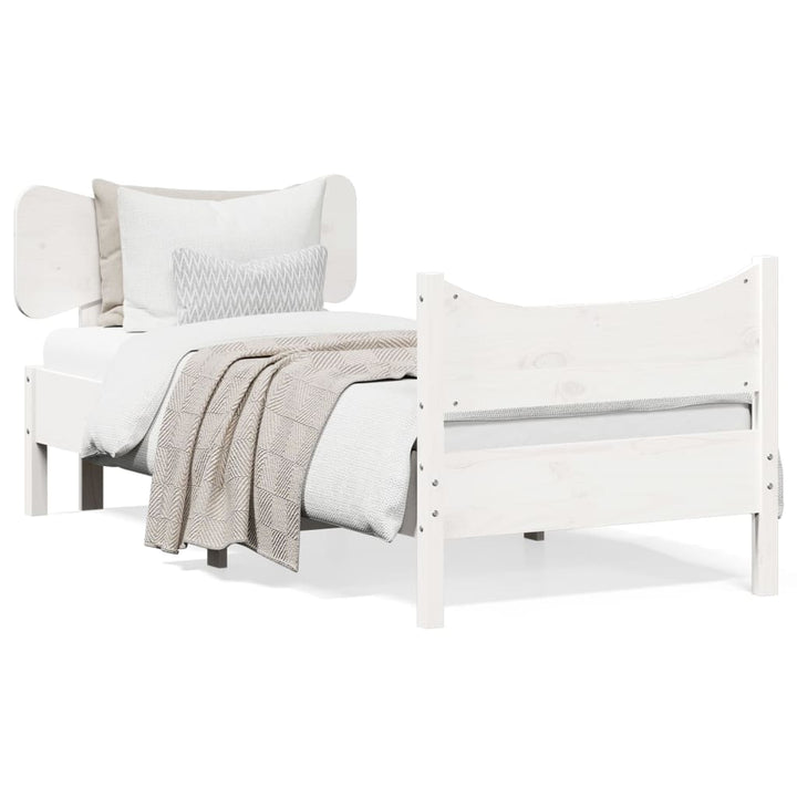 sengeramme uden madras 75x190 cm massivt fyrretræ hvid