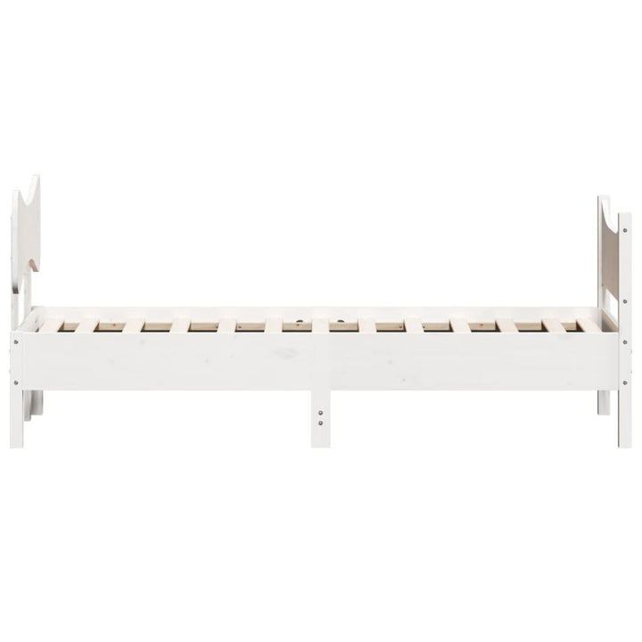 sengeramme uden madras 75x190 cm massivt fyrretræ hvid